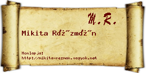 Mikita Rézmán névjegykártya